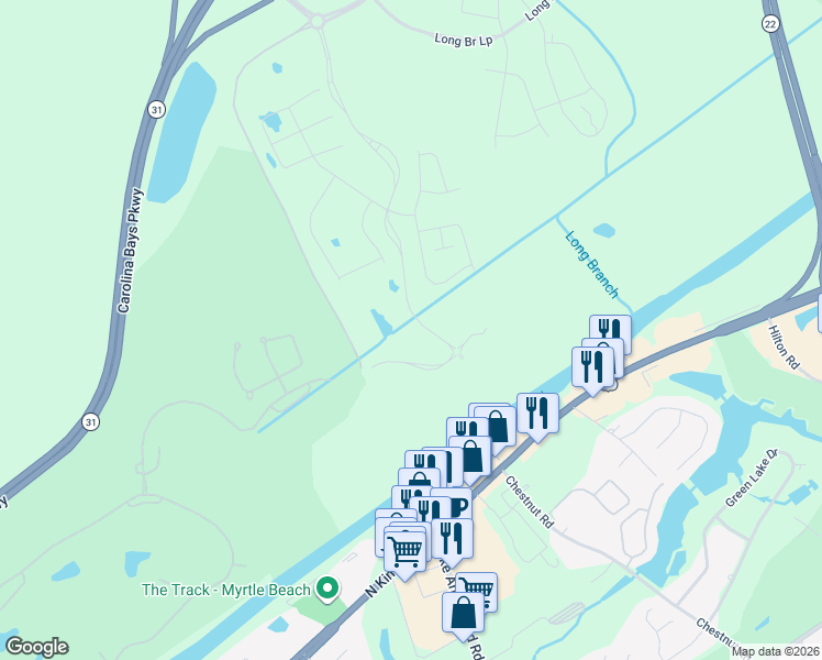 map of restaurants, bars, coffee shops, grocery stores, and more near 9731 U.S. 17 in Longs