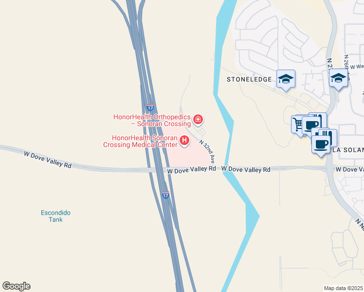 map of restaurants, bars, coffee shops, grocery stores, and more near 33300 North 32nd Avenue in Phoenix