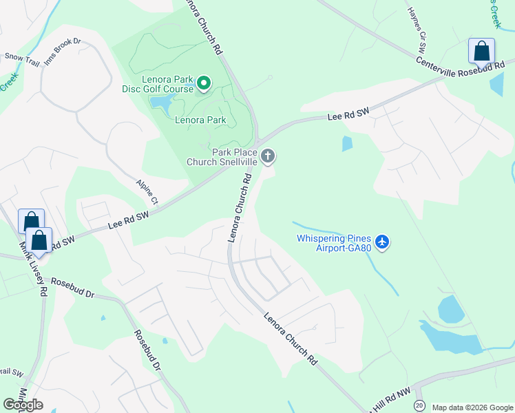 map of restaurants, bars, coffee shops, grocery stores, and more near 4616 Lenora Church Road in Snellville