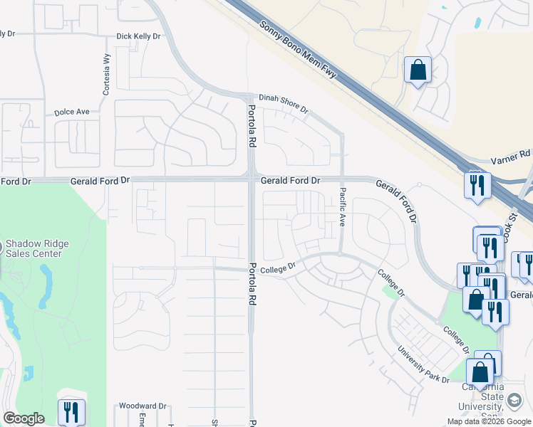 map of restaurants, bars, coffee shops, grocery stores, and more near 35510 Auguste Lane in Palm Desert