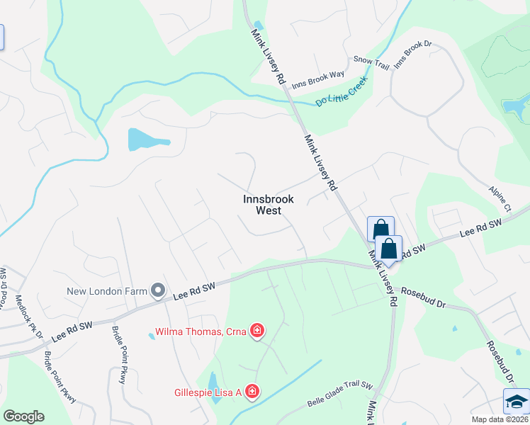 map of restaurants, bars, coffee shops, grocery stores, and more near 3550 Thunderwood Lane in Snellville