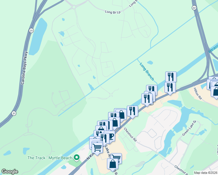 map of restaurants, bars, coffee shops, grocery stores, and more near 9731 U.S. 17 in Longs