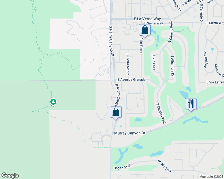 map of restaurants, bars, coffee shops, grocery stores, and more near 2541 West La Condesa Drive in Palm Springs
