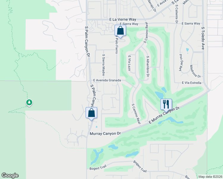 map of restaurants, bars, coffee shops, grocery stores, and more near 2516 South Sierra Madre in Palm Springs