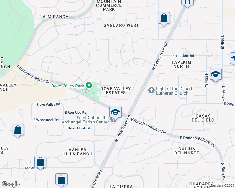 map of restaurants, bars, coffee shops, grocery stores, and more near 4851 Apache Rain Road in Cave Creek