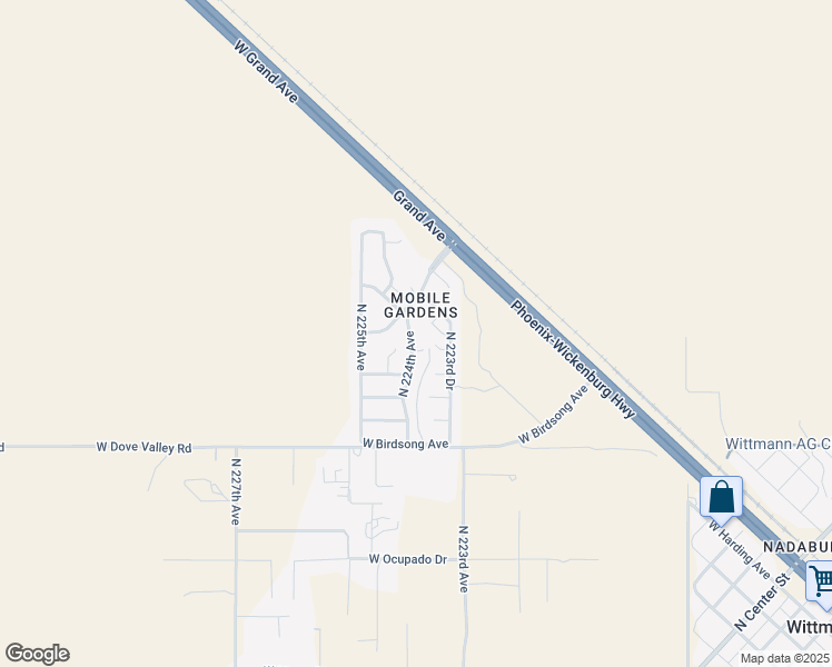 map of restaurants, bars, coffee shops, grocery stores, and more near 22324 West Sunshine Drive in Wittmann