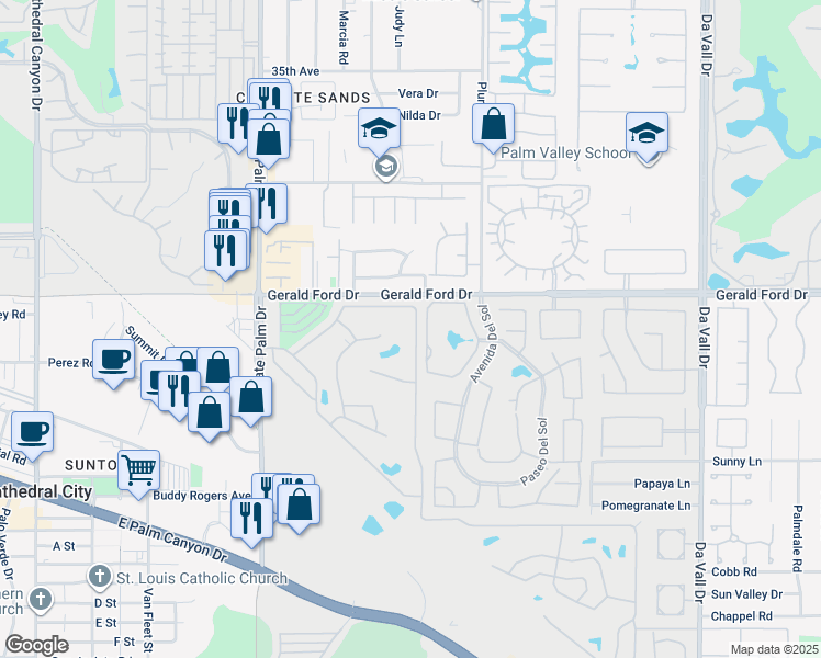 map of restaurants, bars, coffee shops, grocery stores, and more near 2 Pso Laredo North in Cathedral City