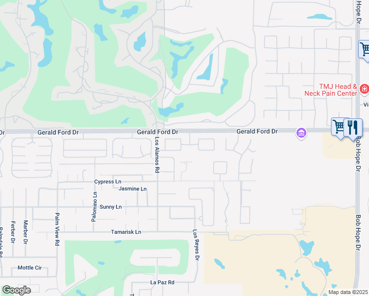 map of restaurants, bars, coffee shops, grocery stores, and more near 1 Toscana Way West in Rancho Mirage