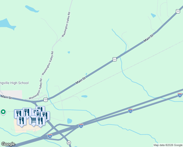 map of restaurants, bars, coffee shops, grocery stores, and more near 9721 Main Street in Springville
