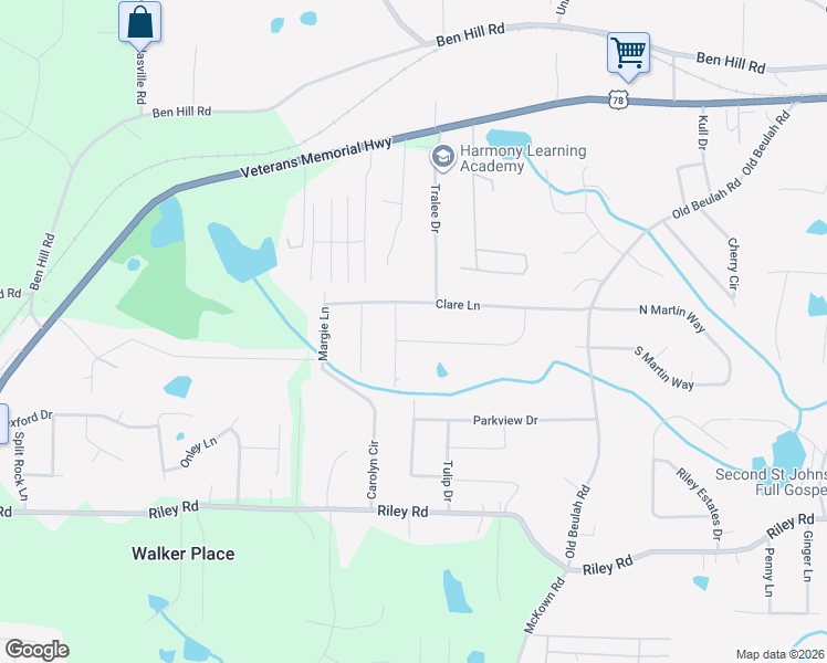 map of restaurants, bars, coffee shops, grocery stores, and more near 4487 Donegal Circle in Lithia Springs