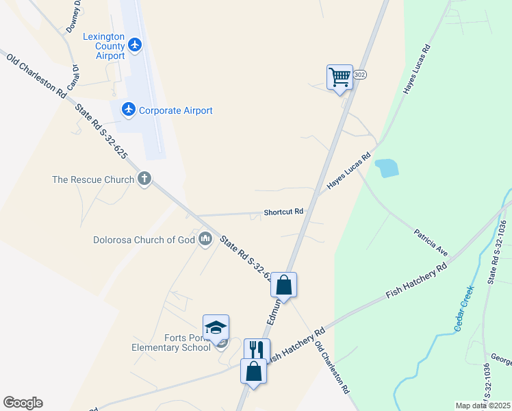 map of restaurants, bars, coffee shops, grocery stores, and more near 146 Shortcut Road in Pelion
