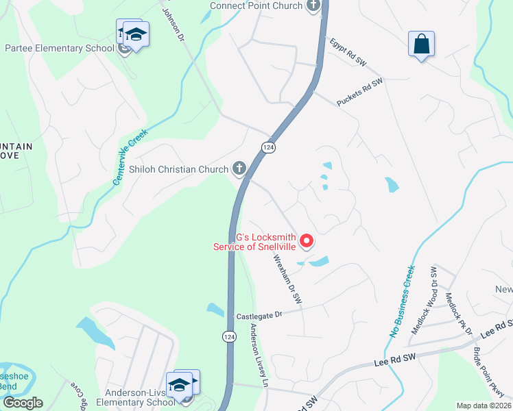 map of restaurants, bars, coffee shops, grocery stores, and more near 4214 Ipwich Court Southwest in Snellville