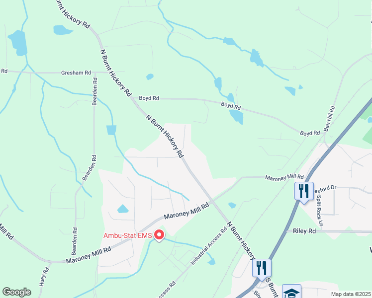 map of restaurants, bars, coffee shops, grocery stores, and more near 736 West Spring Drive in Douglasville