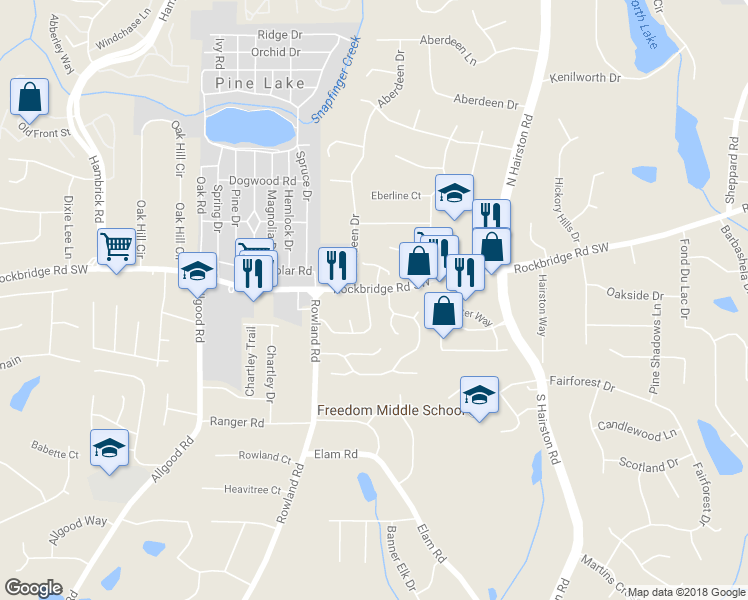 map of restaurants, bars, coffee shops, grocery stores, and more near 400 Prince of Wales in Stone Mountain