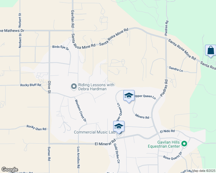 map of restaurants, bars, coffee shops, grocery stores, and more near Copper Queen in Perris