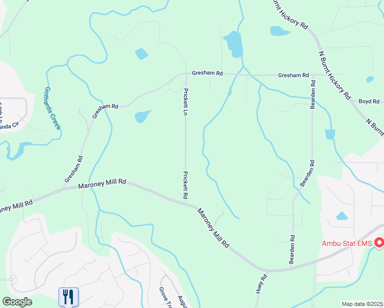 map of restaurants, bars, coffee shops, grocery stores, and more near 770 Prickett Road in Douglasville