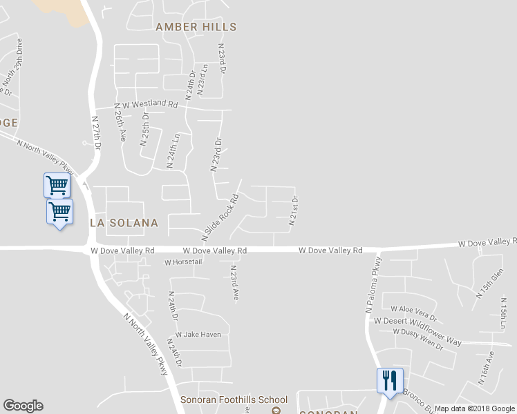 map of restaurants, bars, coffee shops, grocery stores, and more near 2209 West Red Range Way in Phoenix