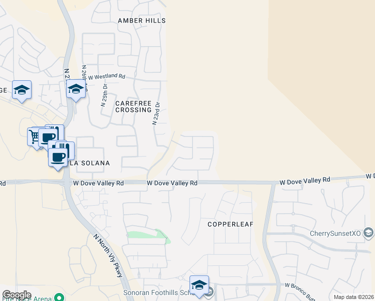 map of restaurants, bars, coffee shops, grocery stores, and more near 2209 West Red Range Way in Phoenix