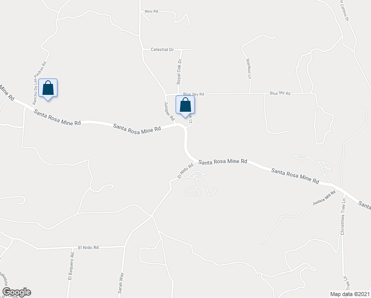 map of restaurants, bars, coffee shops, grocery stores, and more near Santa Rosa Mine Road in Riverside County