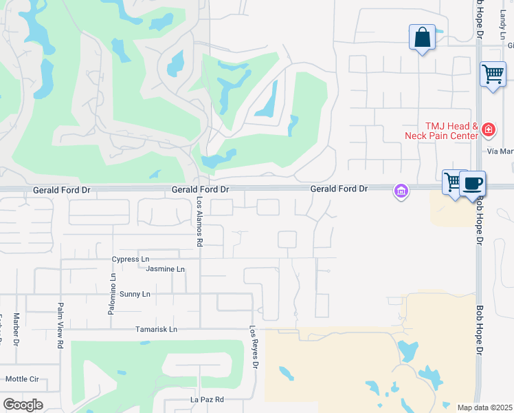 map of restaurants, bars, coffee shops, grocery stores, and more near Toscana Way East in Rancho Mirage