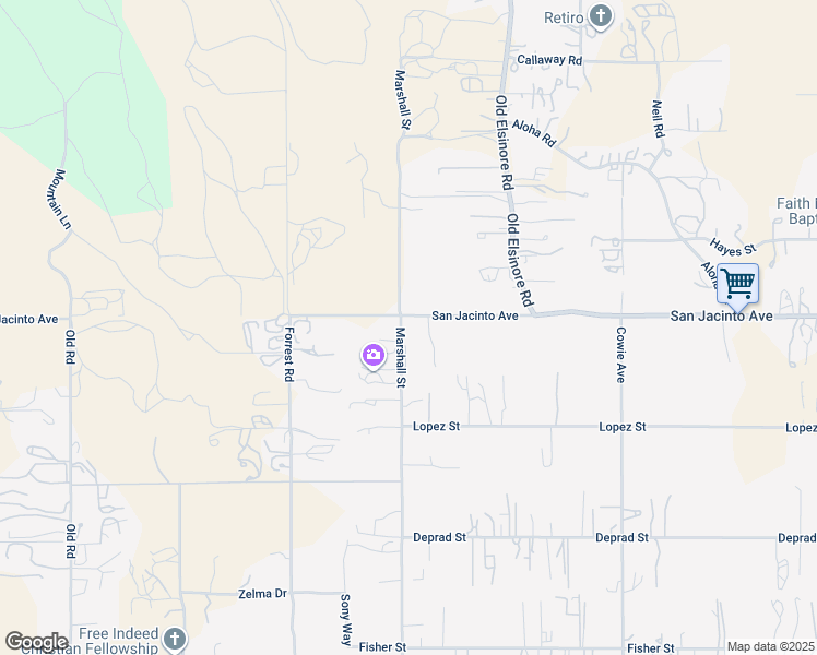map of restaurants, bars, coffee shops, grocery stores, and more near 2 East San Jacinto Avenue in Perris