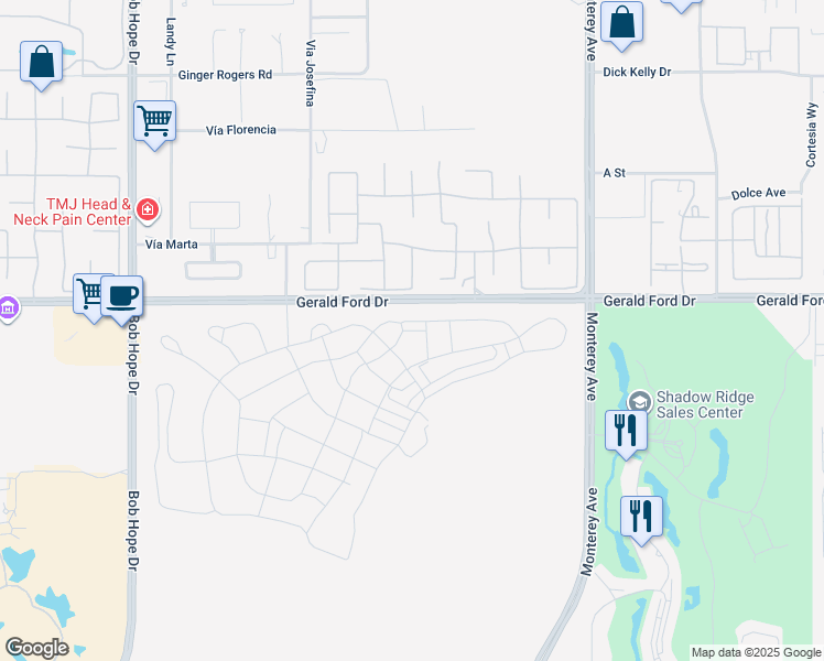 map of restaurants, bars, coffee shops, grocery stores, and more near 5 Violet View Way in Rancho Mirage