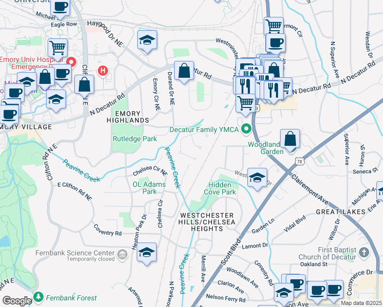 map of restaurants, bars, coffee shops, grocery stores, and more near 1813 Grist Stone Court Northeast in Atlanta
