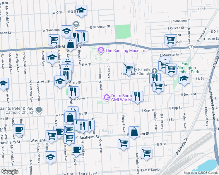 map of restaurants, bars, coffee shops, grocery stores, and more near 1136 Cary Avenue in Los Angeles