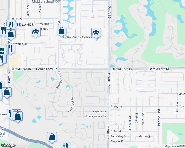 map of restaurants, bars, coffee shops, grocery stores, and more near 69791 Matisse Road in Cathedral City