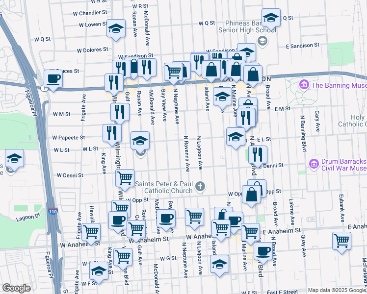 map of restaurants, bars, coffee shops, grocery stores, and more near 1149 North Ravenna Avenue in Los Angeles