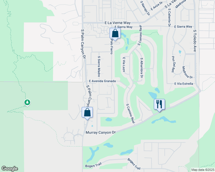 map of restaurants, bars, coffee shops, grocery stores, and more near 2516 South Sierra Madre in Palm Springs