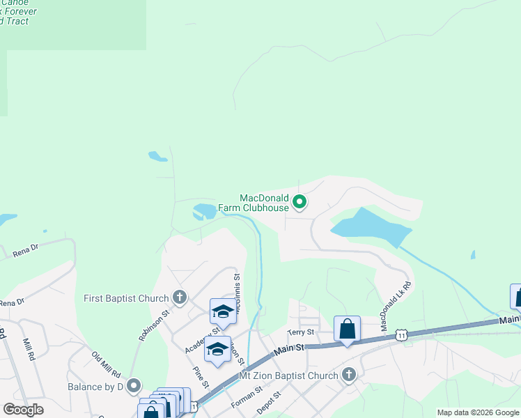 map of restaurants, bars, coffee shops, grocery stores, and more near 748 Cross Street in Springville