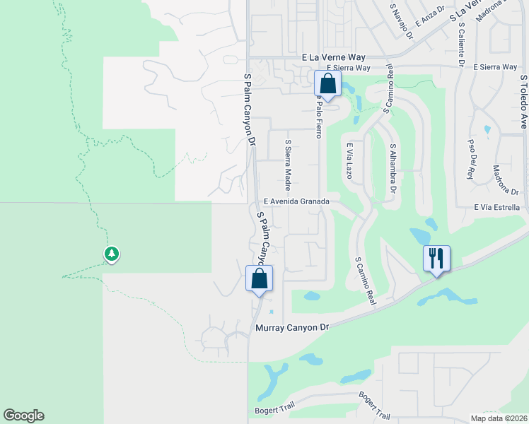 map of restaurants, bars, coffee shops, grocery stores, and more near 2554 South Palm Canyon Drive in Palm Springs