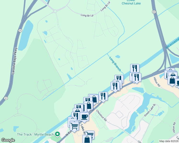 map of restaurants, bars, coffee shops, grocery stores, and more near 10000 Water Tower Road in Longs
