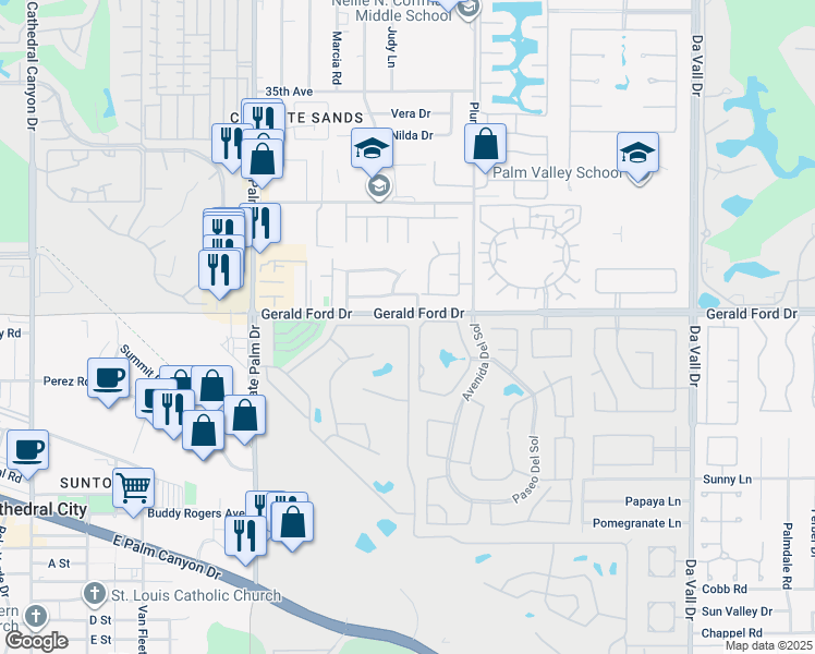 map of restaurants, bars, coffee shops, grocery stores, and more near 2 Pso Laredo North in Cathedral City