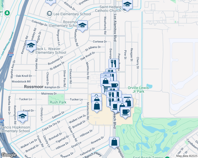 map of restaurants, bars, coffee shops, grocery stores, and more near in Cypress