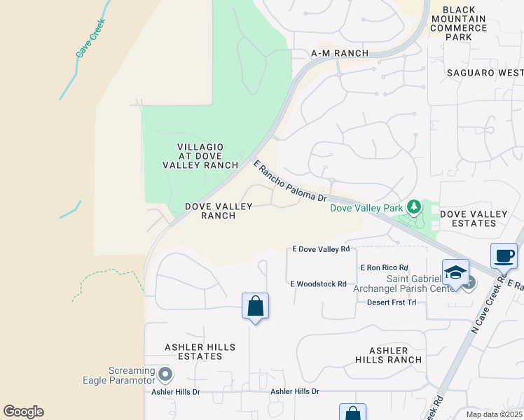 map of restaurants, bars, coffee shops, grocery stores, and more near 4309 East Smokehouse Trail in Cave Creek