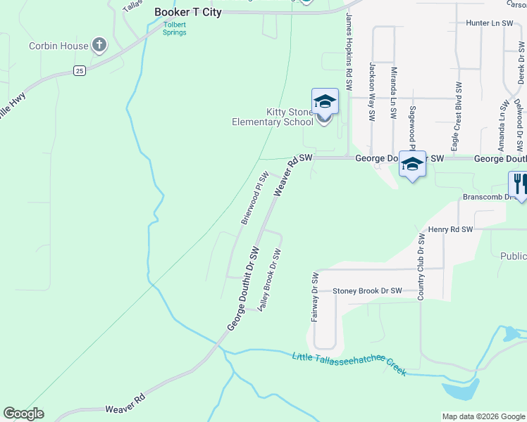 map of restaurants, bars, coffee shops, grocery stores, and more near 1419 George Douthit Drive Southwest in Jacksonville