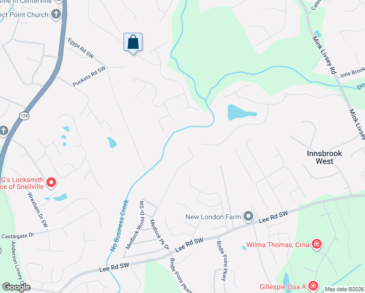 map of restaurants, bars, coffee shops, grocery stores, and more near 3825 Medlock Park Drive in Snellville