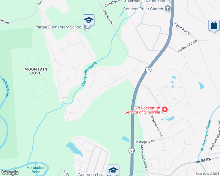 map of restaurants, bars, coffee shops, grocery stores, and more near 4340 Iris Brooke Lane in Snellville