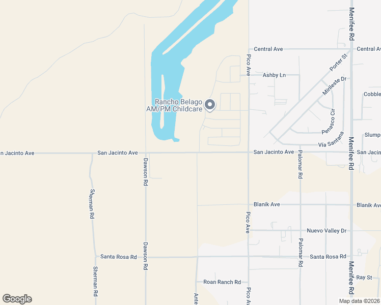 map of restaurants, bars, coffee shops, grocery stores, and more near 28044 San Jacinto Avenue in Nuevo