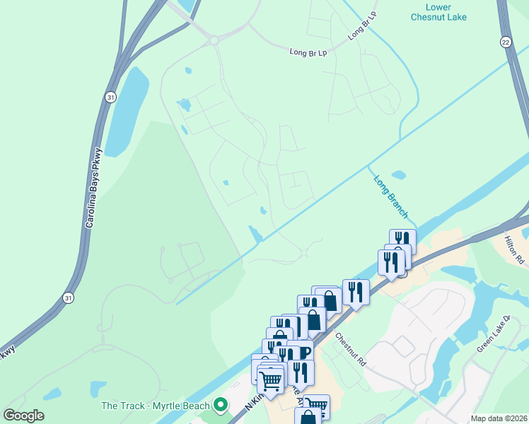 map of restaurants, bars, coffee shops, grocery stores, and more near 9731 U.S. 17 in Longs