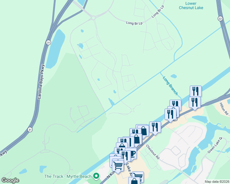 map of restaurants, bars, coffee shops, grocery stores, and more near 9731 North Kings Highway in Myrtle Beach