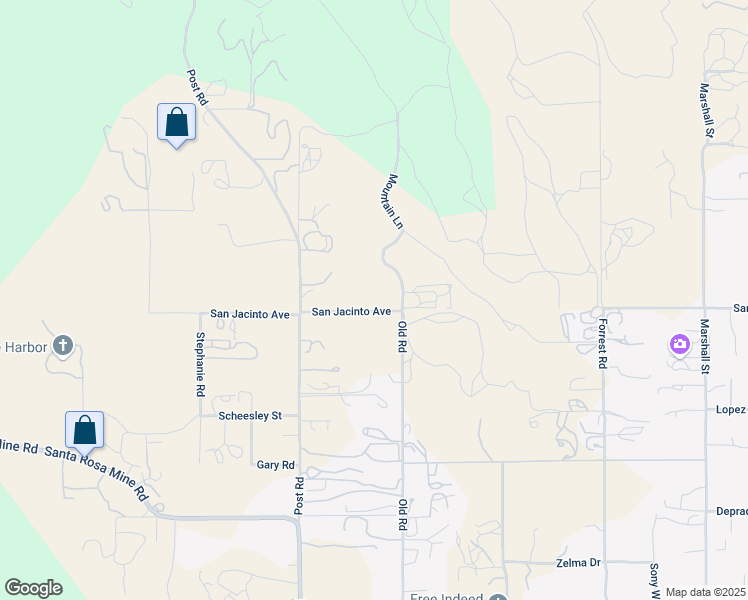map of restaurants, bars, coffee shops, grocery stores, and more near 21250 San Jacinto Avenue in Perris