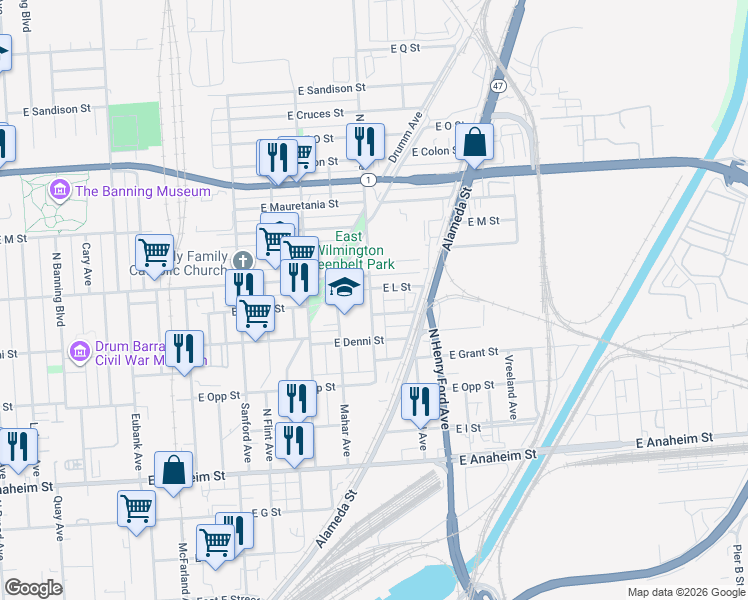 map of restaurants, bars, coffee shops, grocery stores, and more near 1144 Blinn Avenue in Los Angeles