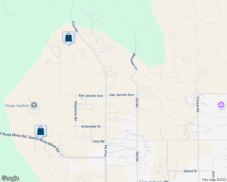 map of restaurants, bars, coffee shops, grocery stores, and more near 22950 Post Road in Perris