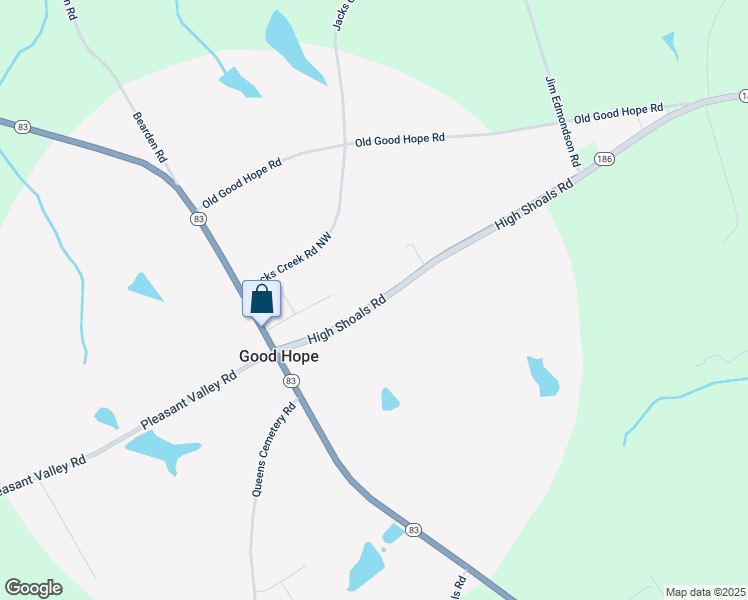 map of restaurants, bars, coffee shops, grocery stores, and more near 216 High Shoals Road in Good Hope