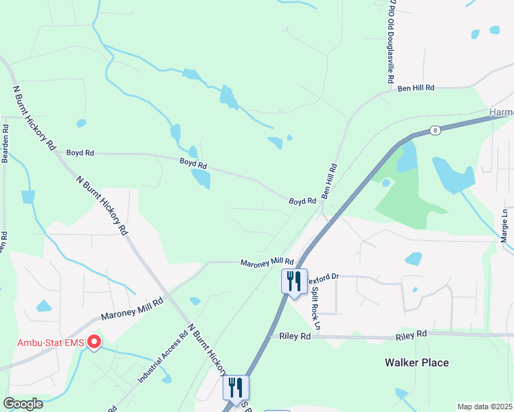 map of restaurants, bars, coffee shops, grocery stores, and more near 4000 Evening Shade Drive in Douglasville