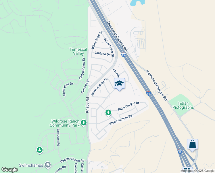 map of restaurants, bars, coffee shops, grocery stores, and more near 22845 Rockcress Street in Corona