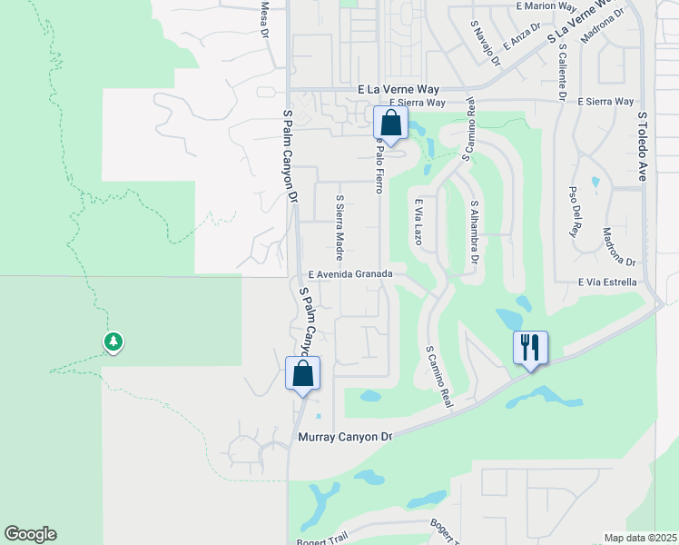 map of restaurants, bars, coffee shops, grocery stores, and more near 2493 South Sierra Madre in Palm Springs